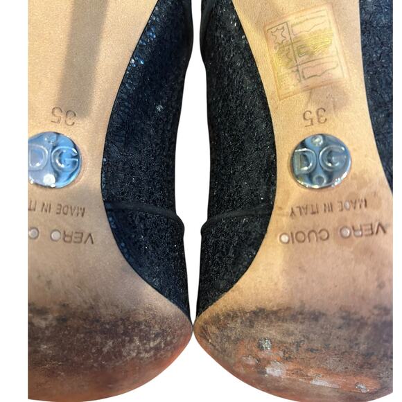 DOLCE & GABBANA Black Stilettos Heel D'orsay Pump Shoes Women's Size EU 35, US 5 - Picture 11 of 11